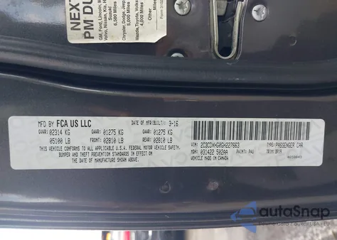 2016 Dodge Charger Sxt из США, поврежденный, VIN 2C3CDXHG0GH227663